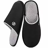 EverFoams Herren Strick Hausschuhe Leichter Memoryschaum Innen Pantoffeln,Schwarz,42/43 EU