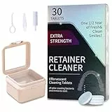 Retainer Reinigungstabletten Set - 30 Tabletten Starke Reinigungswirkung Retainer Cleaner, Geruchsentfernung und Fleckenentfernung, Zahnschiene Reinigungstabletten für Gebiss, Retainer, Zahnschiene