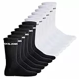 JACK&JONES Herren Tennissocken, 12er Pack - JACLOGO, One Size Schwarz/Weiß 40-46
