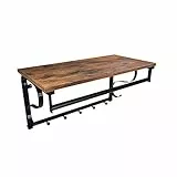 VASAGLE Wandgarderobe mit Regal, 5 Haken, Kleiderstange, für Flur, Badezimmer, Wohnzimmer, rustikales Braun und Schwarz LCR11BX