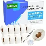 Molabel kompatible Etiketten, 10 Rollen (mit RFID-Chip), 260 Etiketten pro Rolle, geeignet für Dymo S0722400 99012 36mmX89mm, kompatibel mit Dymo LabelWriter 550 Druckern.