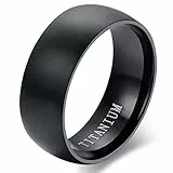 Flongo Herren Ring Breite Männerring Herrenring, 8mm Titan Band Ring Ringe Schwarz Verlobung Engagement Verlobungsringe Hochzeit Herren-Accessoires Gr.59