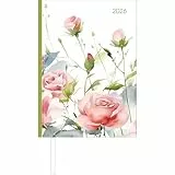 Alpha Edition - Buchkalender Style Roses A5 2026 – Büro- & Cheftimer A5 (ca. 15×21 cm) 1 Tag/Seite mit robustem Hardcover, Zeiteinteilung & vielen Zusatzinfos – elegantes Rosenmotiv