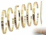 AOYEGIC 7 Stück Armreif Set,Stapelbares Strukturiertes Manschettenarmband,Justierbare Offene Bangles,Schmuck Armband,verwendet für Damen Frauen Mädchen Braut Hochzeit Geburtstag Party(Gold)