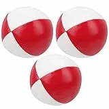ANGGREK 3 Stück Jonglierbälle aus PU-Leder, Weiche Übungsbälle mit Ergonomischem Design für Anfänger und Profis, Perfekt für Unterhaltung Im Innen- und Außenbereich (rot und weiß)