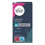 Veet Expert Haarentfernungs-Wachsstreifen für Beine und Körper für Frauen, geeignet für empfindliche Haut, 20 Streifen mit natürlichem Arganöl