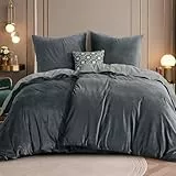 RUIKASI Flanell Bettwäsche 135 x 200 4teilig Grau - Hellgrau Warm Winter Bettwäsche Kuschel Plüsch Fleece Bettbezug Sets mit 2 Kissenbezüge 80x80cm Wendebettwäsche Bedding