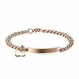 JewelryWe Herz Armband Panzerkette Damen: Edelstahl Rosegold Link Panzerarmband Charmsarmband Verstellbare Armkette Armreif mit Herz Anhänger & Gravurplatte Schmuck Geschenke für Frau Mädchen