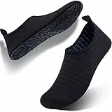 FELOVE Badeschuhe Wasserschuhe Strandschuhe Surfschuhe Barfuß Schuhe,Breathable Schwimmschuhe Hausschuhe Yoga Schuhe für Wassersport für Damen Herren, Schwarz.TW 36/39