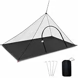 LINSOCLE Camping Moskitonetz, Moskitonetz Reise, Wird für Camping im Freien Reisen, Anti Mücken, Leicht zu Ttragen, Inklusive Tragetasche und Dübel, Schwarz (220x120X100CM mit Boden)