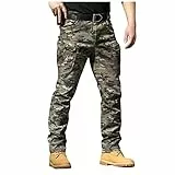 HSUAYEUD Leichte Outdoorhose,Herren Cargo Hose Army Combat Hose Arbeitshose Männer Tactical Hose Atmungsaktiv Outdoor Funktionshose Baumwolle Militär Hose mit Multi Taschen