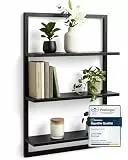 LAYVL HOME® Wandregal Bambus mit schwarzen Metallrahmen, 75x50x15cm, hängendes Regal mit modernem Design, Metall Holz Wand Schweberegal, Regalwand Möbel für Wohnzimmer Küche und Bad (Schwarz)