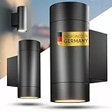 Scandinavian home Aussenlampe Wand 2er Set - Wandleuchte Aussen & Innen mit GU10 Fassung, Außenwandleuchten IP65 - Wandlampe Aussen, Aussenleuchten Hauswand, Außenleuchte Wand - Zweiflammig, Anthrazit