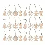 Amosfun Holz Weihnachtsbaumanhänger Mit Engel Und Baum Design Feine Holzsterne Anhänger Für Festliche Dekoration an Baum Türen Und Wänden Saisonale Weihnachtsdeko