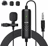 Moman 6m Lavalier-Mikrofon, Lav-S6E Lapel Mikrofon mit Clip Omnidirectional Kondensator Mini Clip Mikrofon mit Kabel für DSLR Kamera/Handy/Laptop/PC/Interview/Videokonferenz/Podcast/Diktat