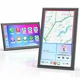 Krunia 7' Drahtloses Tragbares 60FPS Car Play Display für Apple CarPlay & Android Auto, Hoch und Querformat, Mirror Link, Bluetooth, Sprachsteuerung, GPS-Navigation, Optional Rückfahrkamera Möglich