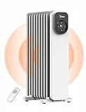Midea NY2009-24UR Ölradiator, Mobile Elektroheizung 9 Rippen mit Fernbedienung und LED Touchscreen，Radiatoren Elektrisch Heizung mit Thermostat, 4 Modus, Überhitzungs-Kippschutz, Leise, 2000W
