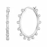 NOELANI Creolen 925 Sterling Silber Damen Ohrschmuck, 2,3 cm, Silber, Kommt in Schmuck Geschenk Box, 2031669