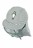 Sterntaler Schirmmütze Hai – UV-Schutz 50+ Baby Mütze mit Nackenschutz & Bindeband – Sonnenmütze aus Seersucker mit Hai-Druck – Bademode für Schwimmbad und Strand, mattgrün, Größe 47