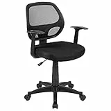 Flash Furniture Arbeitsstuhl, mittelhohe Rückenlehne, Stoff, schwarz, Produktmaße: 61 x 53 x 99 cm