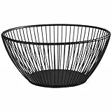 APS „SVART“ runder Metallgitter Korb, stabiler Gitterkorb, Ø 17,5 cm x H: 8 cm, Brotkorb, Obstkorb, Gemüsekorb, stapelbar, schwarz, spülmaschinengeeignet