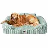 EHEYCIGA Orthopädisches Hundebett Grosse Hunde - 107x76cm, Memory Foam Waschbar Hundekorb mit erhöhter Rückenlehne, Hundesofa Cord Hundecouch Wasserdicht rutschfest, Jadegrün