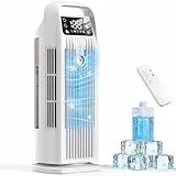 Mobile Klimaanlage ohne Abluftschlauch 6-in-1, Luftkühler mit Wasserkühlung & 1200ml Tank, 7m/s Turbo, 120° Oszillation, 1-12H Timer, 36W Leises Mini Klimagerät für Schlafzimmer & Büro, Cremeweiß