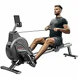 Dripex Rudergerät für Zuhause Leise Magnetwiderstand Rudergerät 16 Stufen Widerstand Verbesserte Doppelschienen LCD Datenanzeige, Rudermaschine Ruderboot Fitness Gerät, Belastbar bis 160kg