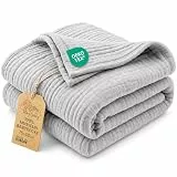 Musselin Decke Babydecke Baumwolle 75 x 60 cm - Musselindecke Kuscheldecke Baby Musselintücher Kinderdecke dünne Babydecken Pucktuch Muslin Blanket für Kinder Oeko-Tex Grau