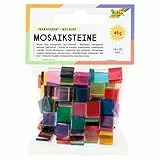 folia 57209 - Mosaiksteine transparent, aus hochwertigem Kunstharz, 10 x 10 mm, 190 Stück sortiert in 20 Farben, glatt und transparent