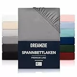 Dreamzie - Spannbettlaken 200x200 | Mikrofaser Weich – Für Dicke Matratzen – Oeko-Tex | Komfort, Atmungsaktivität, Pflegeleicht – Anthrazit
