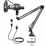 TONOR Mikrofon PC, USB Gaming Kondensatormikrofon Microphone Podcast Mic Nierencharakteristik Mikro mit Arm Popfilter Mikrofonspinne, Mikrophon für Streaming Aufnahme YouTube Twitch PS4/5, TC30+
