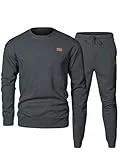 Elegancity Trainingsanzug Herren Set Herren Pullover Sweatshirt und Sporthose Lang 2-Teilige Jogginganzug Sportanzug Herbst Tracksuit,Dunkelgrau L