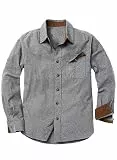 Meilicloth Flanellhemd Herren Kariert Einfarbig Baumwolle Langarm Casual Flanellhemden Western Karohemd Mit Brusttasche Regular Fit Hellgrau L