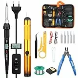 VFANDV Lötkolben Set, 80W 180-520°C Mit Ein/Aus Schalter LCD Einstellbar Temperatur Soldering Iron, Mini Lötset für Elektrische Arbeiten