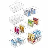 AIYULONG 8er Kühlschrank Organizer mit 4 Fächern, BPA-Freie Küche Stapelbarer Lebensmittel aufbewahrungsbox für Teebeutel,Snacks,Gewürze
