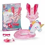 BABY born Schwimmset Einhorn - Puppenbekleidung für 43cm Puppen inkl. Schwimmreifen, Badeanzug & Sonnenbrille - Für 43cm Puppen - Hochwertiges Puppenzubehör