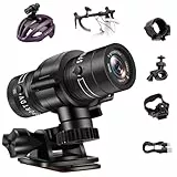 Pudet Luo Action Cam, 1080P HD & 120° Weitwinkel Helmkamera, 1000mAh Hochleistungsakku & IP63 wasserdicht Actionkameras für Fahrrad/Motorrad