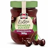 Schwartau Extra Weniger Zucker Schwarzkirsche, zuckerreduzierter Fruchtaufstrich, 300g