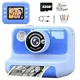 Sofortbildkamera Kinder,LETSHAHA 1080P 20MP Kinderkamera Sofortbildkamera mit 10X,2.4 Zoll Bildschirm Videokamera Schwarzweiß Gedrucktes Foto mit 3 Rollen Druckpapier & 32GB Karte, Geschenk Kinder