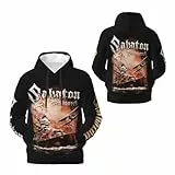 CRYBF Sabaton Herren Kapuzenpullover mit Logo, langärmelig, weich, Sweatshirt für große Jungen, Kapuzen-Fans, Merch-Tops mit Tasche, Schwarz, Schwarz , XL