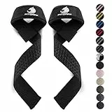 Fitgriff® Zughilfen (gepolstert) für Krafttraining, Bodybuilding, Fitness - Kreuzheben Gurte - Lifting Straps - für Frauen und Männer (Original Black, Silicone)