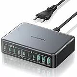 Rocoren 480W GaN USB C Ladegerät Mehrfach 10-Port USB Ladestation PD 100W PPS 4-Laptop Schnellladegerät, Charging Station Multiport Kompatibel mit MacBook Pro/Air, iPh0ne, HP, Galaxy S25 Ultra, Lenov