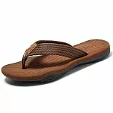 MGGMOKAY Herren Flip Flops Sandalen Bequeme Fußgewölbestütze Lässige Strandrutschen Schuhe,Braun,46