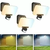OREiN Sicherheitsleuchte CCT Aussenlampe mit Bewegungsmelder 24W=200W, 3 Farbtemp & 3 Modi Außenwandleuchte 2800LM Ultra-hell, 5D schwenkbar IP65 Aussenstrahler Scheinwerfer, 3 Stück
