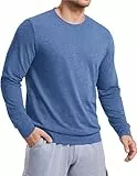 PINSPARK Sweatshirt Herren Basic Ohne Kapuze Pullover Rundhals Langarmshirt Leichter Sport Shirt Loose Fit Pulli Freizeit Sweater Blau S