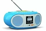 TechniSat DIGITRADIO 1990 Benjamin Blümchen Edition - Stereo-Boombox mit DAB+/UKW-Radio und CD-Player (Bluetooth-Audiostreaming, Kopfhöreranschluss, USB, Ladefunktion, AUX in, Tragegriff, 3 W) blau