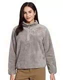 Pioneer Camp Sportjacke Damen Fleece, Atmungsaktive Sweatjacke ohne Kapuze, Oversized Fleecepullover mit Reißverschluss für Outdoor & Freizeit, Warme Übergangsjacke (Grey;L)