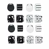 VARKAGE 8 Paare Ohrringe Herren Set, Magnet Ohrringe Damen, Magnet Ohrringe, Magnetohrringe, Intarsien Nicht Durchbohrend, Kein Piercing Magnetische Ohrringe für Herren Mann Damen Silber