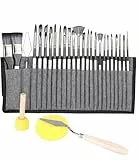 Zawaer Acryl Pinsel Set, 28PCS Pinselset, Pinselset Acrylfarben, Pinsel Set für Aquarell, Öl, Steinmalerei, Nagelpinsel, Künstlerpinsel, Malerpinsel Mit Schaumpinsel und Schwämme, Organisationstasche.